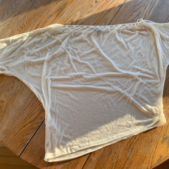 HOURS white asymmetrical light t/drawstring neckline/M - Picture 5 of 6